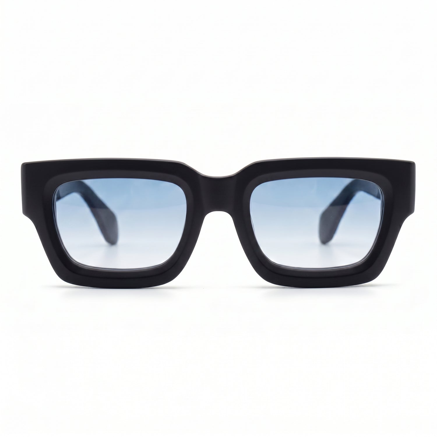 Sonnenbrille Herren mit blauen Verlaufsgläsern und mattem schwarzem Rahmen, Frontansicht