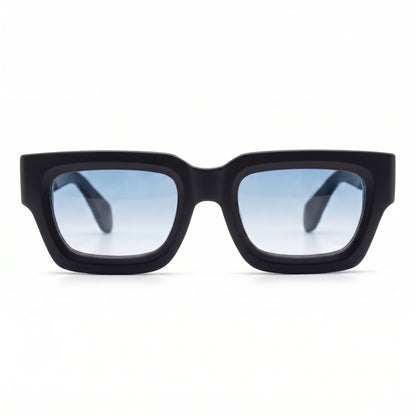 Sonnenbrille Herren mit blauen Verlaufsgläsern und mattem schwarzem Rahmen, Frontansicht