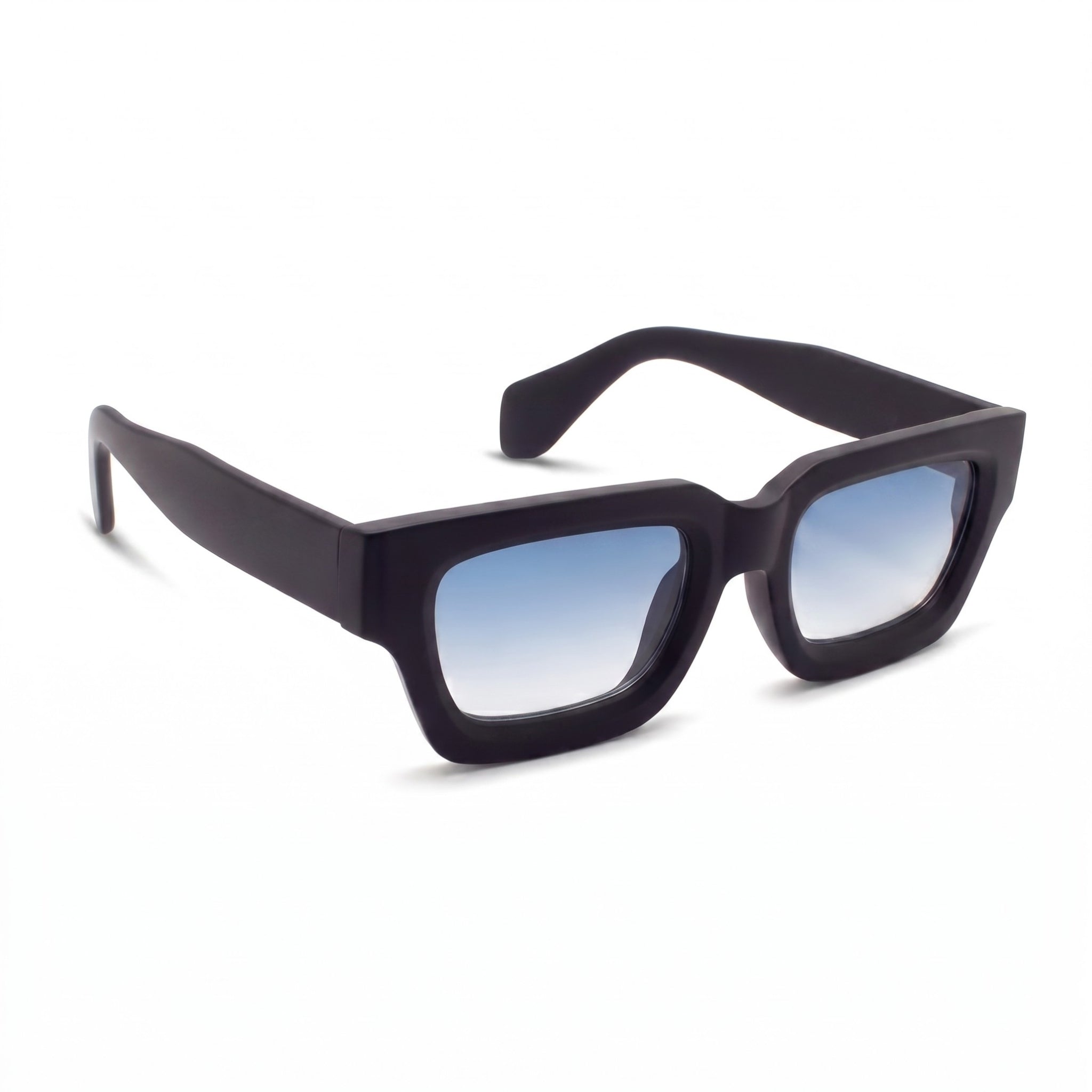 Sonnenbrille Herren mit blauen Verlaufsgläsern, matter Rahmen, Seitenansicht von der gegenüberliegenden Seite