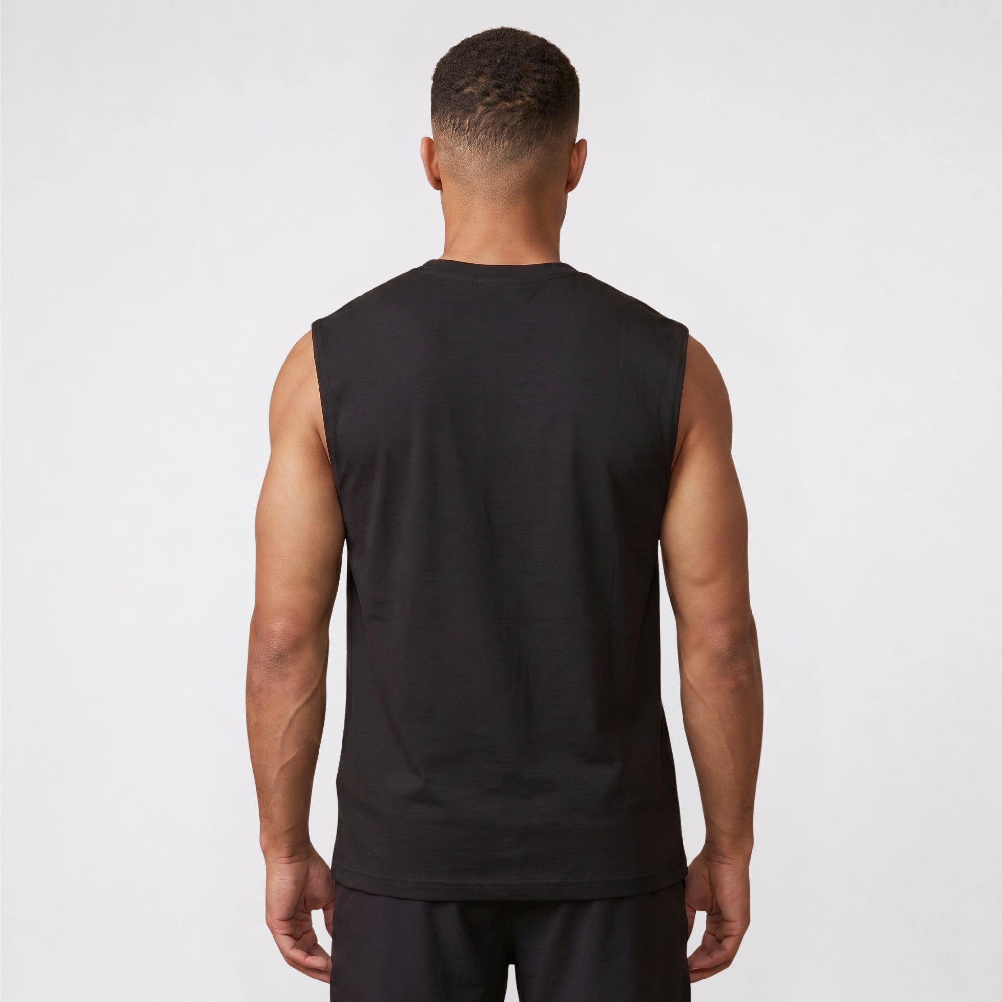 Gym Tanktop Herren Schwarz Dropped Shoulder – Ansicht 4