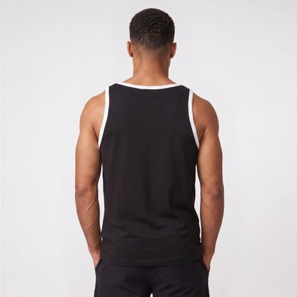 Gym Tanktop Herren Schwarz mit weißen Kontraststreifen – Ansicht 4