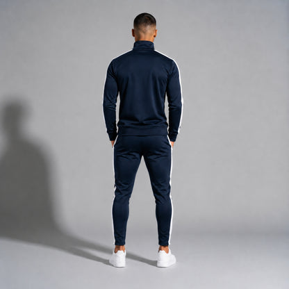 Trainingsanzug Herren Navy Slim Fit Tracksuit von Elite Club ®, Rückansicht