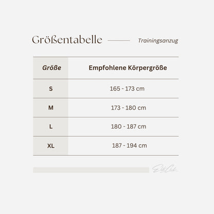 Trainingsanzug Herren Off-White Slim Fit Tracksuit von Elite Club ®, Größentabelle mit empfohlener Körpergröße