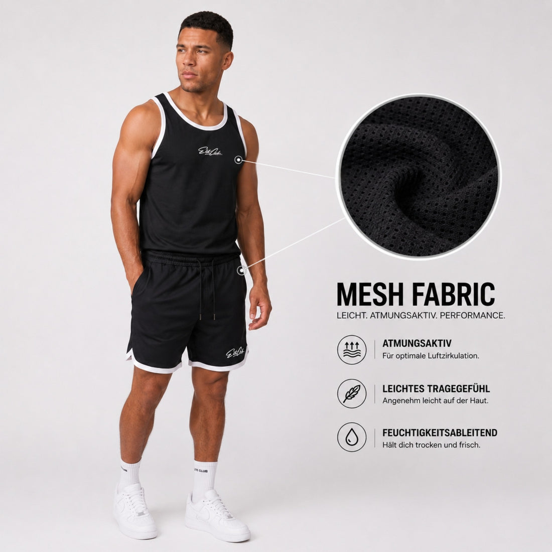 Gym Tanktop und Shorts Set Herren Schwarz – Ansicht 2