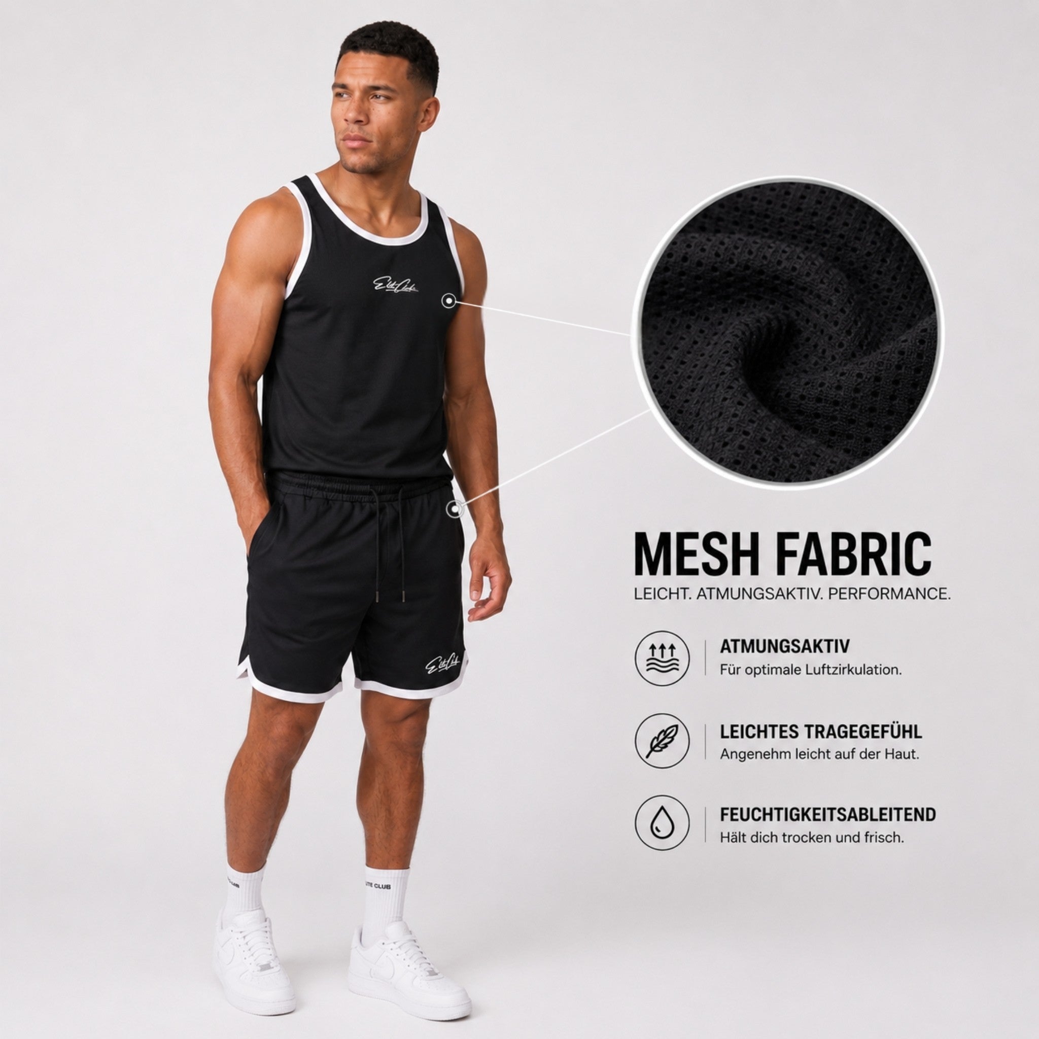 Gym Tanktop und Shorts Set Herren Schwarz – Ansicht 2